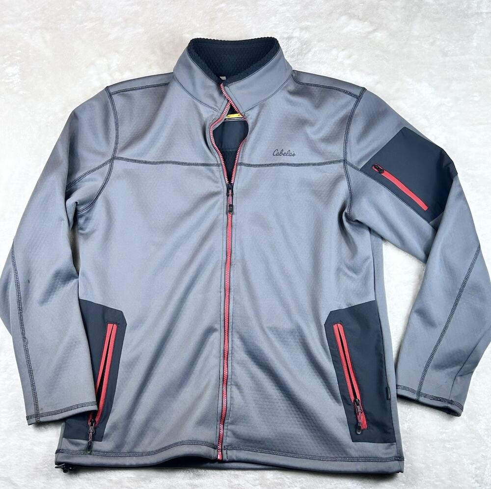 Cabelas Jacket Men’s XLT Grey/Black Fleece Hunting Outdoors Hiking Work Men